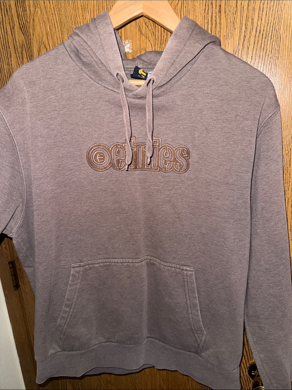Etnies Men's Hoodie - Muted Taupe with Embroidered Logo